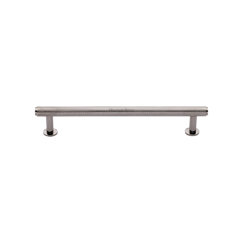 Heritage Brass Cabinet Pull Knurled Design with 16mm Rose 128mm CTC Polished Nickel finish - V4459 128-PNF - Choice Handles