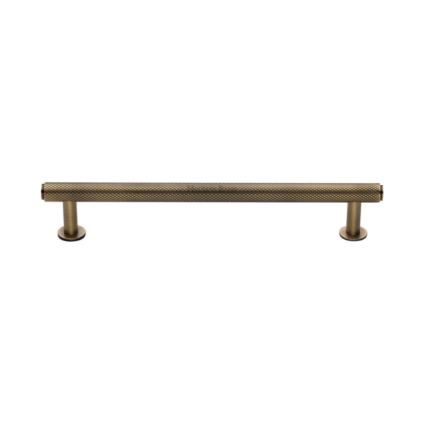 Heritage Brass Cabinet Pull Knurled Design with 16mm Rose 160mm CTC Antique Brass finish - V4459 160-AT - Choice Handles