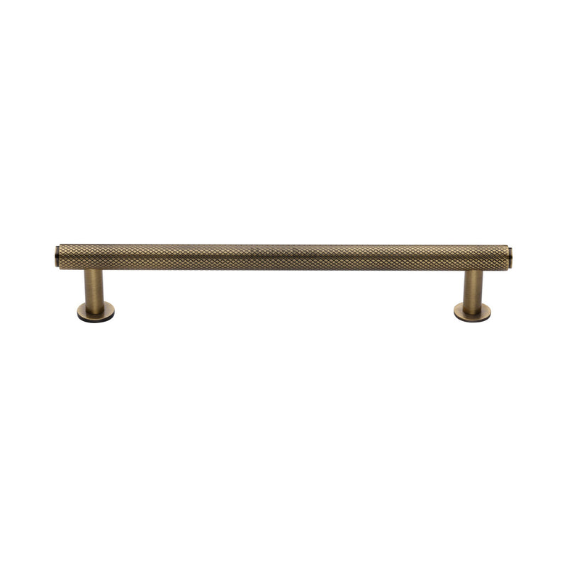 Heritage Brass Cabinet Pull Knurled Design with 16mm Rose 160mm CTC Antique Brass finish - V4459 160-AT - Choice Handles