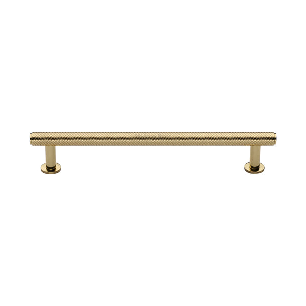Heritage Brass Cabinet Pull Knurled Design with 16mm Rose 160mm CTC Polished Brass finish - V4459 160-PB - Choice Handles