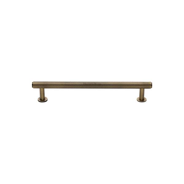 Heritage Brass Cabinet Pull Knurled Design with 16mm Rose 96mm CTC Antique Brass finish - V4459 96-AT - Choice Handles