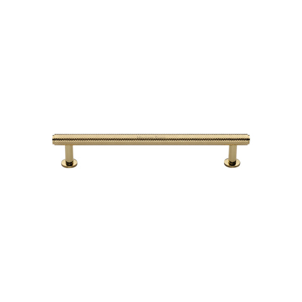 Heritage Brass Cabinet Pull Knurled Design with 16mm Rose 96mm CTC Polished Brass finish - V4459 96-PB - Choice Handles