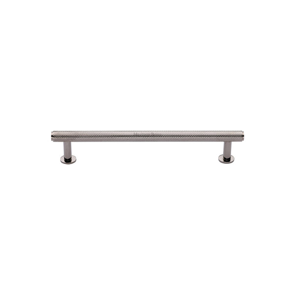 Heritage Brass Cabinet Pull Knurled Design with 16mm Rose 96mm CTC Polished Nickel finish - V4459 96-PNF - Choice Handles