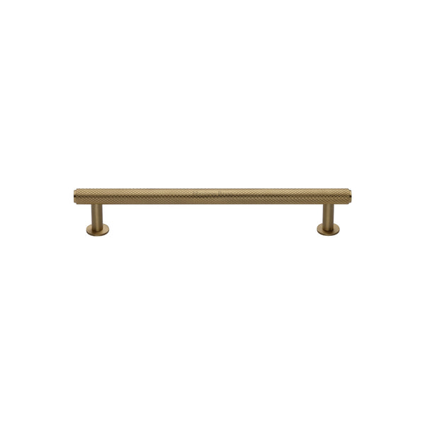 Heritage Brass Cabinet Pull Knurled Design with 16mm Rose 96mm CTC Satin Brass finish - V4459 96-SB - Choice Handles