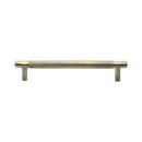 Heritage Brass Cabinet Pull Partial Knurl Design 128mm CTC Antique Brass finish - V4461 128-AT - Choice Handles