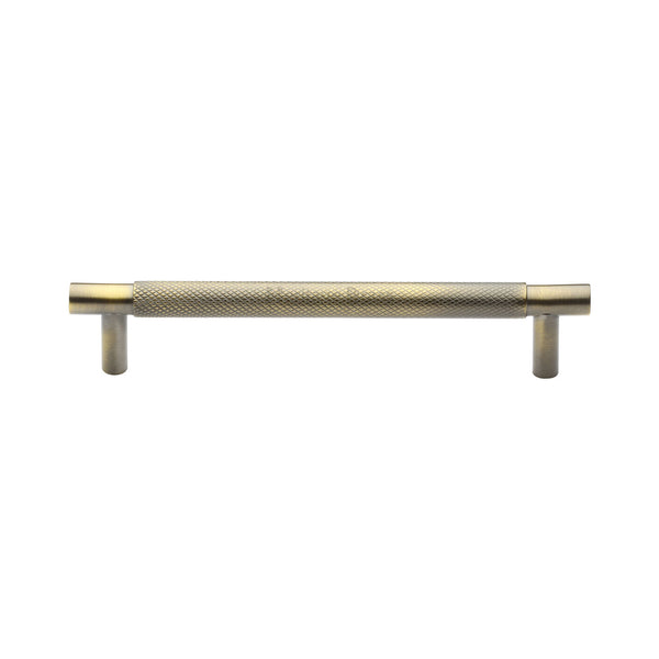 Heritage Brass Cabinet Pull Partial Knurl Design 128mm CTC Antique Brass finish - V4461 128-AT - Choice Handles