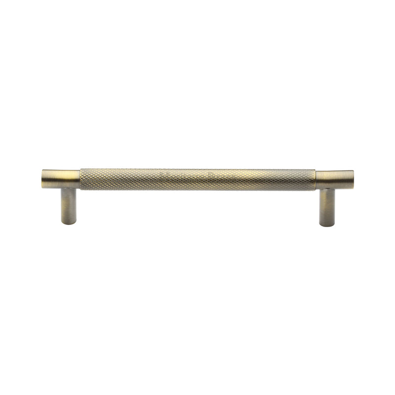 Heritage Brass Cabinet Pull Partial Knurl Design 128mm CTC Antique Brass finish - V4461 128-AT - Choice Handles