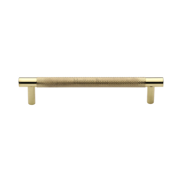 Heritage Brass Cabinet Pull Partial Knurl Design 128mm CTC Polished Brass finish - V4461 128-PB - Choice Handles