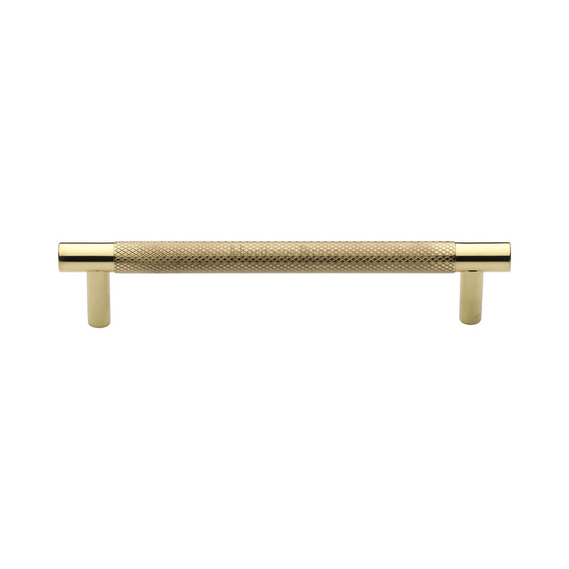 Heritage Brass Cabinet Pull Partial Knurl Design 128mm CTC Polished Brass finish - V4461 128-PB - Choice Handles