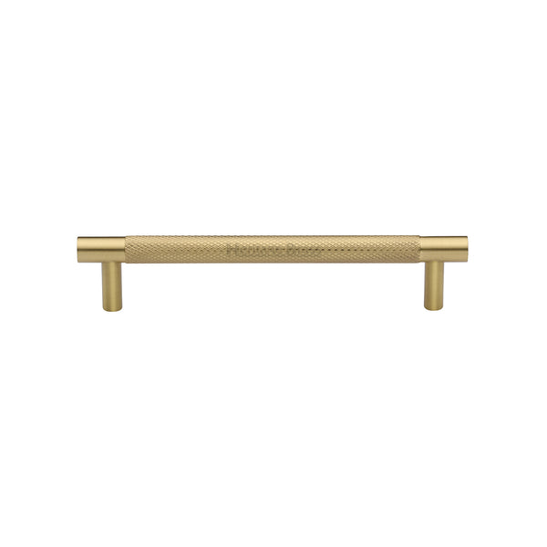 Heritage Brass Cabinet Pull Partial Knurl Design 128mm CTC Satin Brass finish - V4461 128-SB - Choice Handles