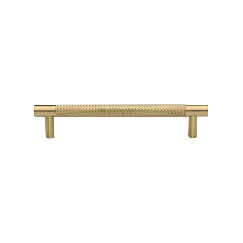 Heritage Brass Cabinet Pull Partial Knurl Design 128mm CTC Satin Brass finish - V4461 128-SB - Choice Handles