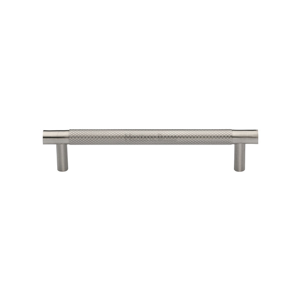 Heritage Brass Cabinet Pull Partial Knurl Design 128mm CTC Satin Nickel finish - V4461 128-SN - Choice Handles