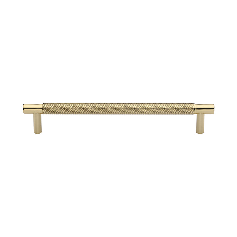 Heritage Brass Cabinet Pull Partial Knurl Design 160mm CTC Polished Brass finish - V4461 160-PB - Choice Handles
