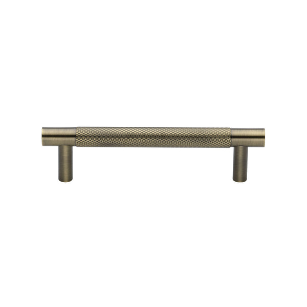 Heritage Brass Cabinet Pull Partial Knurl Design 96mm CTC Antique Brass finish - V4461 96-AT - Choice Handles