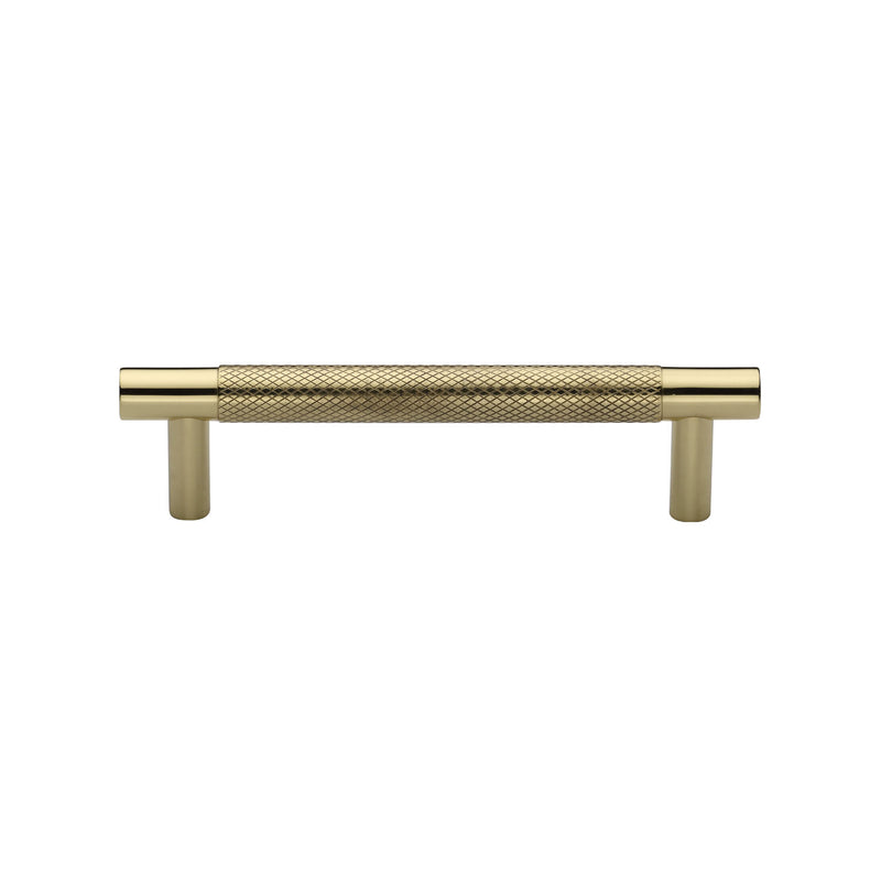 Heritage Brass Cabinet Pull Partial Knurl Design 96mm CTC Polished Brass finish - V4461 96-PB - Choice Handles