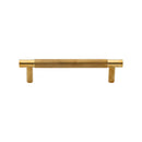 Heritage Brass Cabinet Pull Partial Knurled Design 96mm CTC Unlacquered Brass finish - V4461 96-ULB