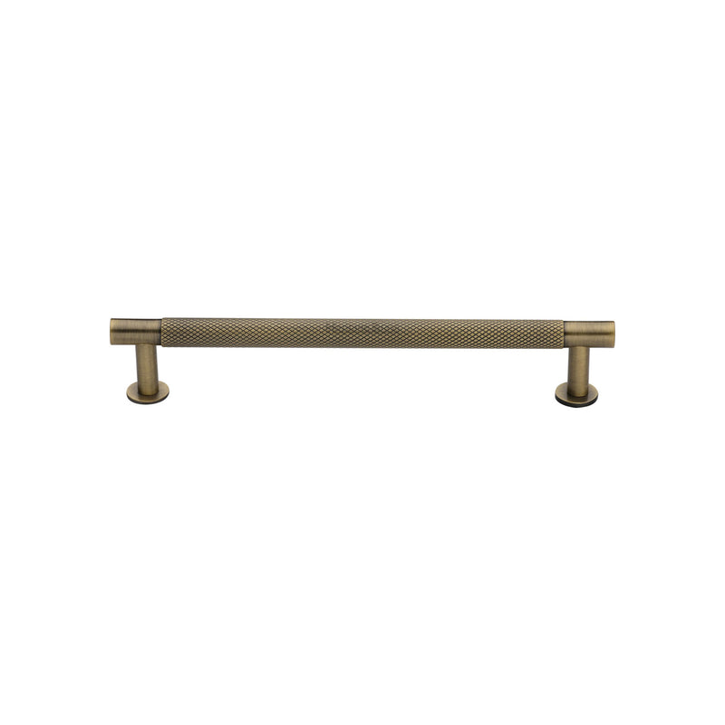 Heritage Brass Cabinet Pull Partial Knurled Design with 16mm Rose 128mm CTC Antique Brass finish - V4462 128-AT - Choice Handles