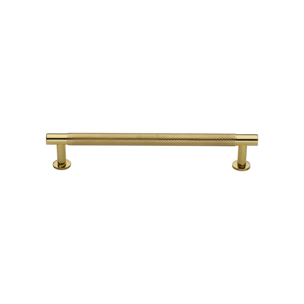 Heritage Brass Cabinet Pull Partial Knurled Design with 16mm Rose 128mm CTC Polished Brass finish - V4462 128-PB - Choice Handles