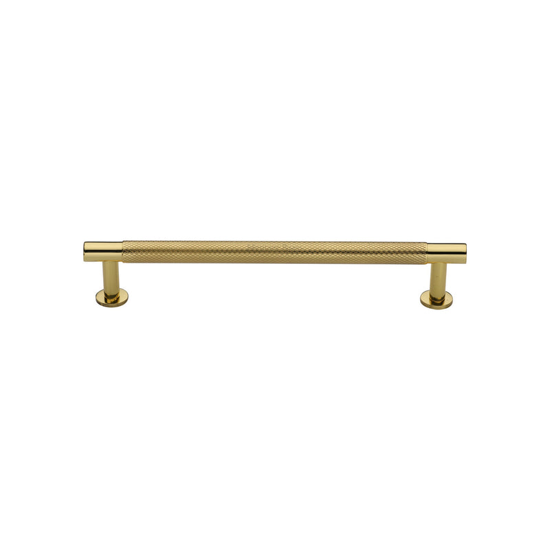 Heritage Brass Cabinet Pull Partial Knurled Design with 16mm Rose 128mm CTC Polished Brass finish - V4462 128-PB - Choice Handles