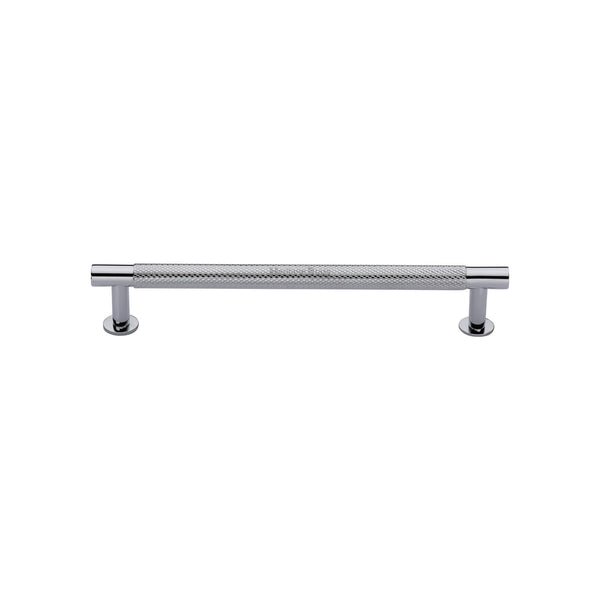 Heritage Brass Cabinet Pull Partial Knurled Design with 16mm Rose 128mm CTC Polished Chrome finish - V4462 128-PC - Choice Handles
