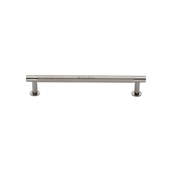 Heritage Brass Cabinet Pull Partial Knurled Design with 16mm Rose 128mm CTC Polished Nickel finish - V4462 128-PNF - Choice Handles
