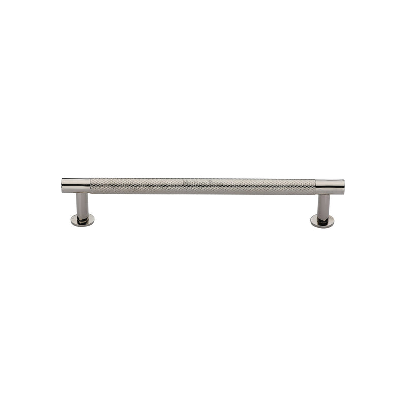 Heritage Brass Cabinet Pull Partial Knurled Design with 16mm Rose 128mm CTC Polished Nickel finish - V4462 128-PNF - Choice Handles