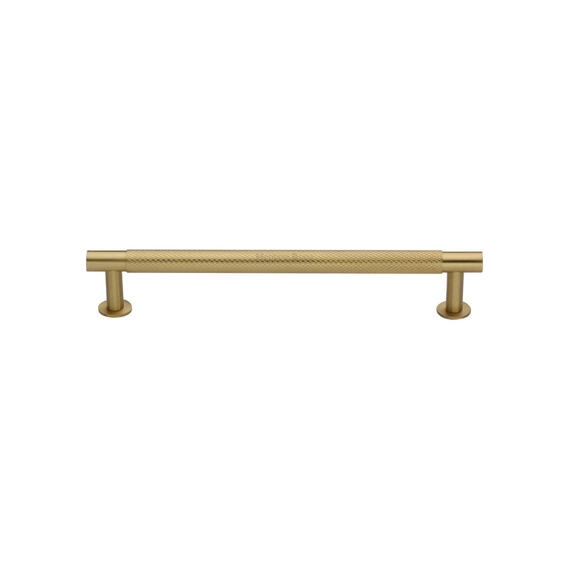 Heritage Brass Cabinet Pull Partial Knurled Design with 16mm Rose 128mm CTC Satin Brass finish - V4462 128-SB - Choice Handles