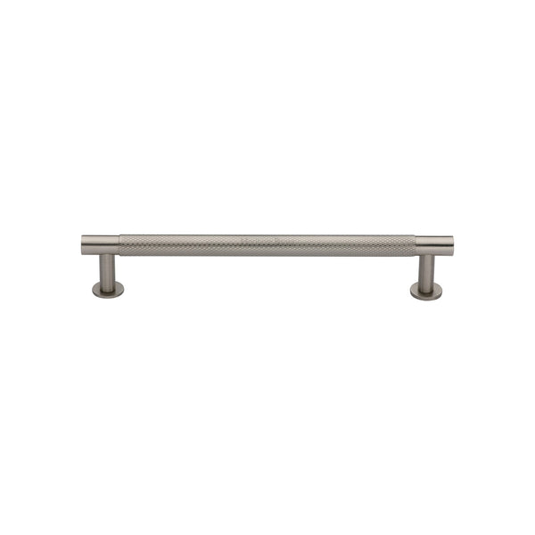 Heritage Brass Cabinet Pull Partial Knurled Design with 16mm Rose 128mm CTC Satin Nickel finish - V4462 128-SN - Choice Handles