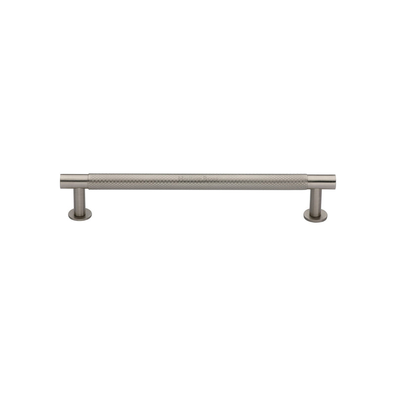 Heritage Brass Cabinet Pull Partial Knurled Design with 16mm Rose 128mm CTC Satin Nickel finish - V4462 128-SN - Choice Handles