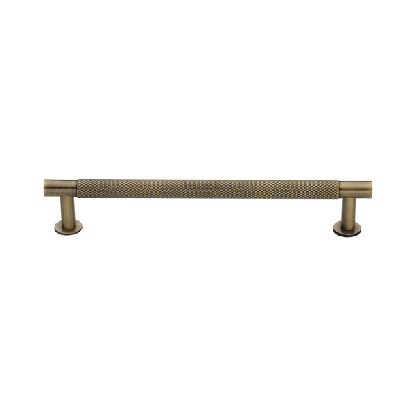 Heritage Brass Cabinet Pull Partial Knurled Design with 16mm Rose 160mm CTC Antique Brass finish - V4462 160-AT - Choice Handles