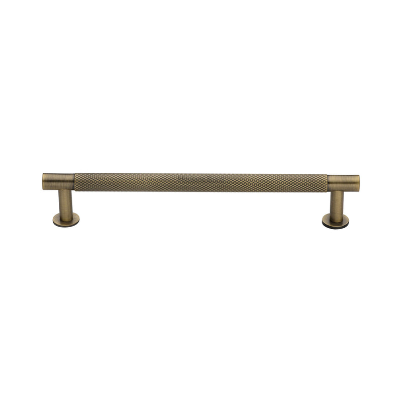 Heritage Brass Cabinet Pull Partial Knurled Design with 16mm Rose 160mm CTC Antique Brass finish - V4462 160-AT - Choice Handles