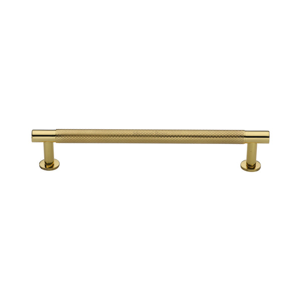 Heritage Brass Cabinet Pull Partial Knurled Design with 16mm Rose 160mm CTC Polished Brass finish - V4462 160-PB - Choice Handles