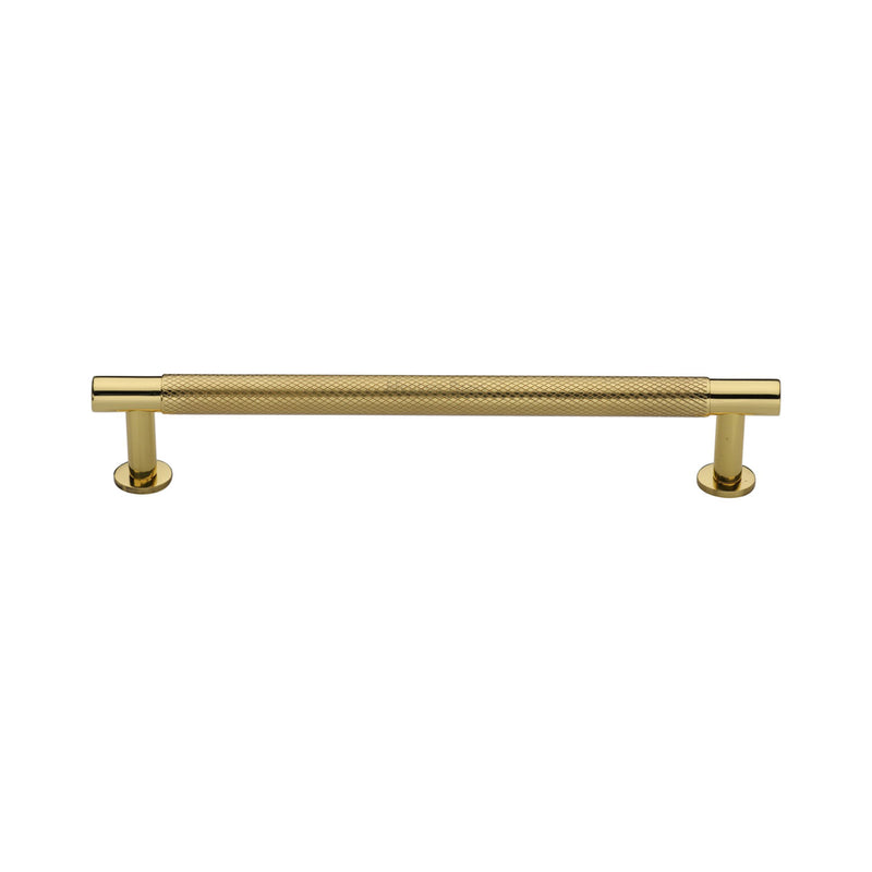 Heritage Brass Cabinet Pull Partial Knurled Design with 16mm Rose 160mm CTC Polished Brass finish - V4462 160-PB - Choice Handles