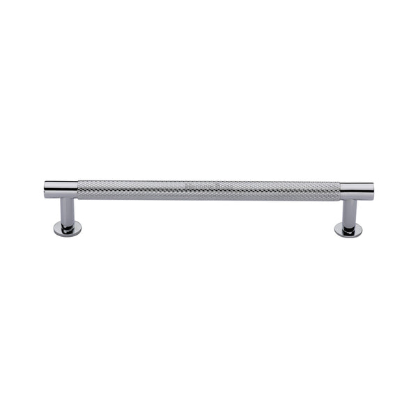 Heritage Brass Cabinet Pull Partial Knurled Design with 16mm Rose 160mm CTC Polished Chrome finish - V4462 160-PC - Choice Handles