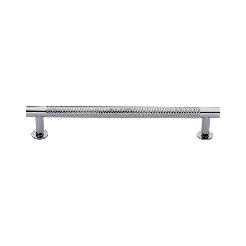 Heritage Brass Cabinet Pull Partial Knurled Design with 16mm Rose 160mm CTC Polished Chrome finish - V4462 160-PC - Choice Handles