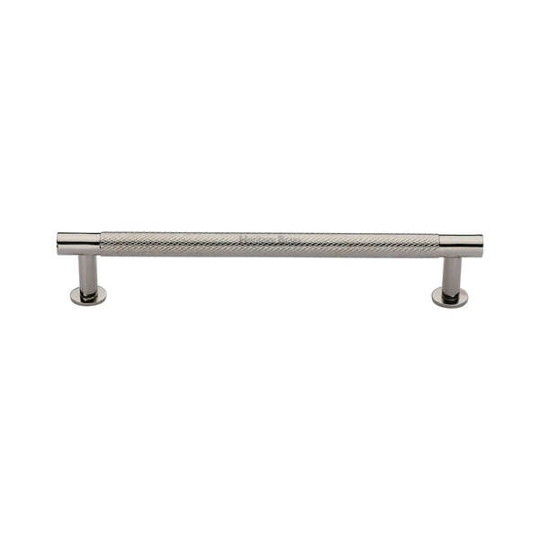 Heritage Brass Cabinet Pull Partial Knurled Design with 16mm Rose 160mm CTC Polished Nickel finish - V4462 160-PNF - Choice Handles
