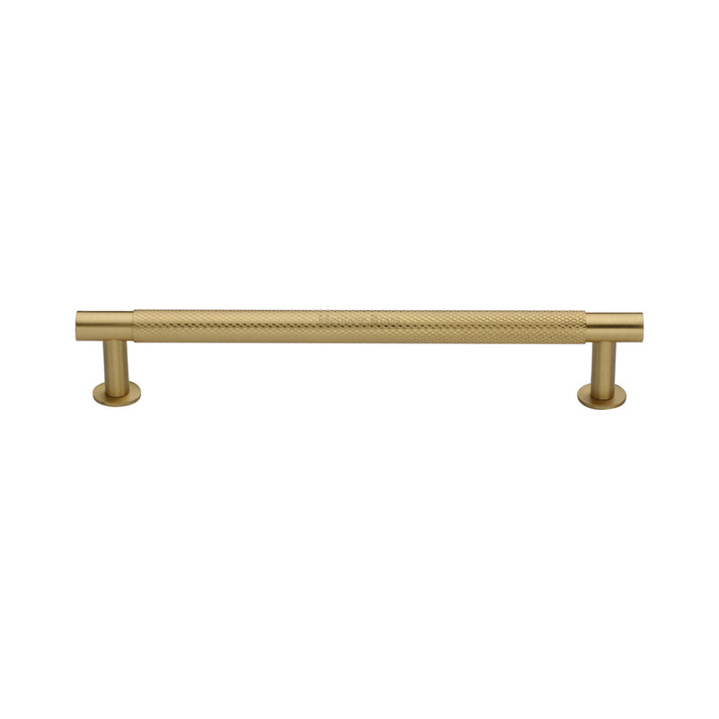 Heritage Brass Cabinet Pull Partial Knurled Design with 16mm Rose 160mm CTC Satin Brass finish - V4462 160-SB - Choice Handles