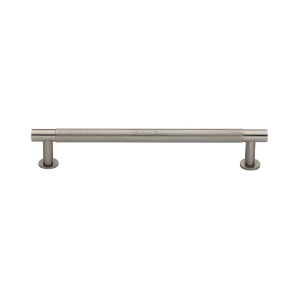 Heritage Brass Cabinet Pull Partial Knurled Design with 16mm Rose 160mm CTC Satin Nickel finish - V4462 160-SN - Choice Handles