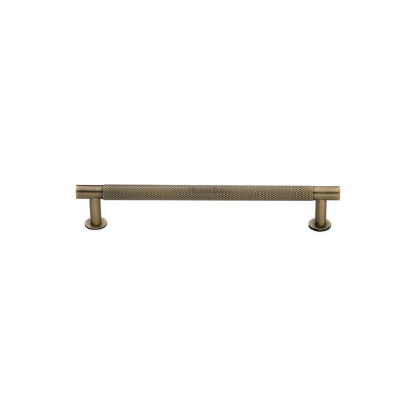 Heritage Brass Cabinet Pull Partial Knurled Design with 16mm Rose 96mm CTC Antique Brass finish - V4462 96-AT - Choice Handles