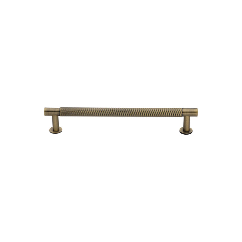 Heritage Brass Cabinet Pull Partial Knurled Design with 16mm Rose 96mm CTC Antique Brass finish - V4462 96-AT - Choice Handles