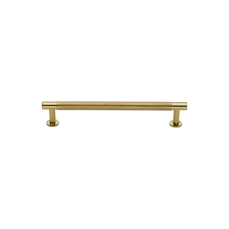 Heritage Brass Cabinet Pull Partial Knurled Design with 16mm Rose 96mm CTC Polished Brass finish - V4462 96-PB - Choice Handles