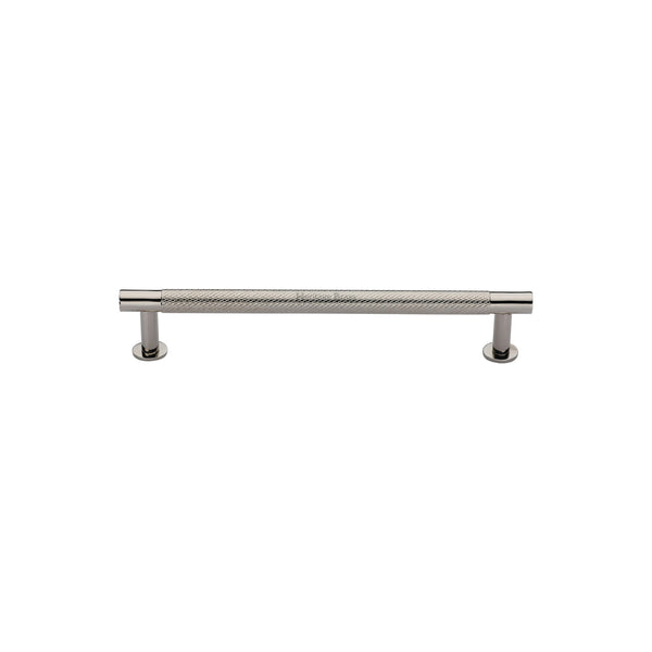 Heritage Brass Cabinet Pull Partial Knurled Design with 16mm Rose 96mm CTC Polished Nickel finish - V4462 96-PNF - Choice Handles