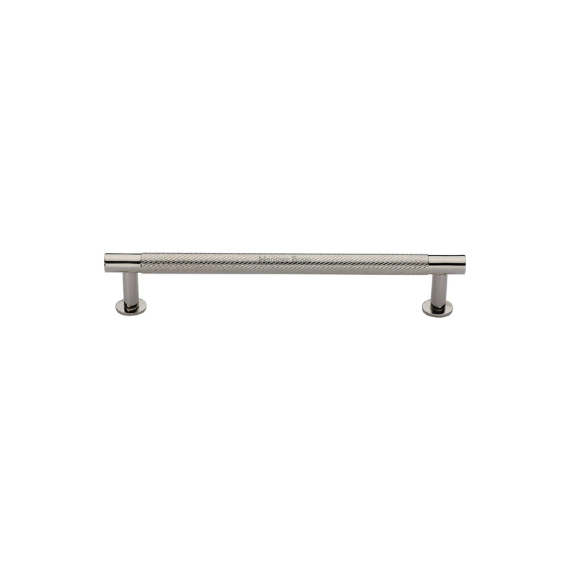 Heritage Brass Cabinet Pull Partial Knurled Design with 16mm Rose 96mm CTC Polished Nickel finish - V4462 96-PNF - Choice Handles