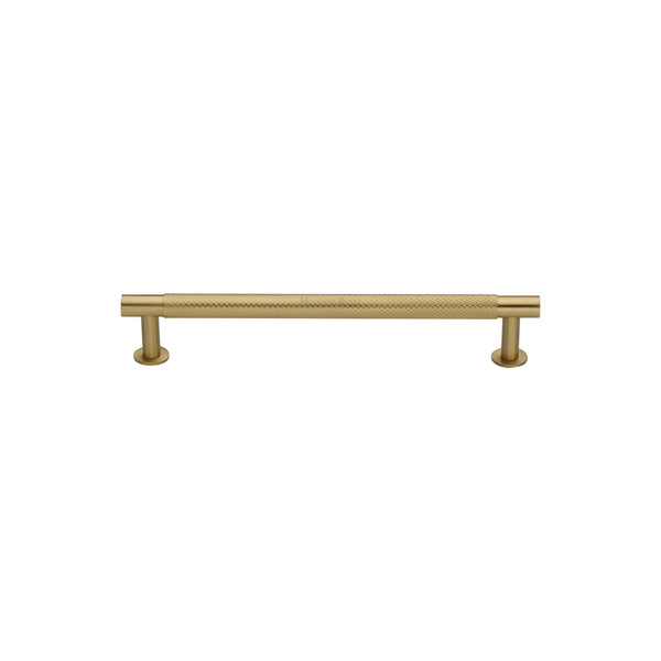 Heritage Brass Cabinet Pull Partial Knurled Design with 16mm Rose 96mm CTC Satin Brass finish - V4462 96-SB