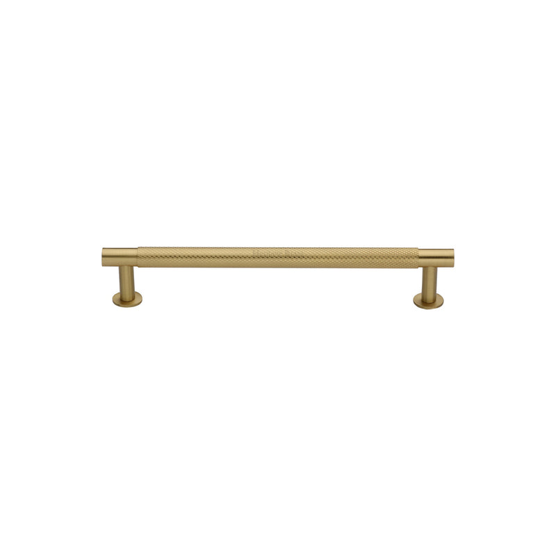 Heritage Brass Cabinet Pull Partial Knurled Design with 16mm Rose 96mm CTC Satin Brass finish - V4462 96-SB