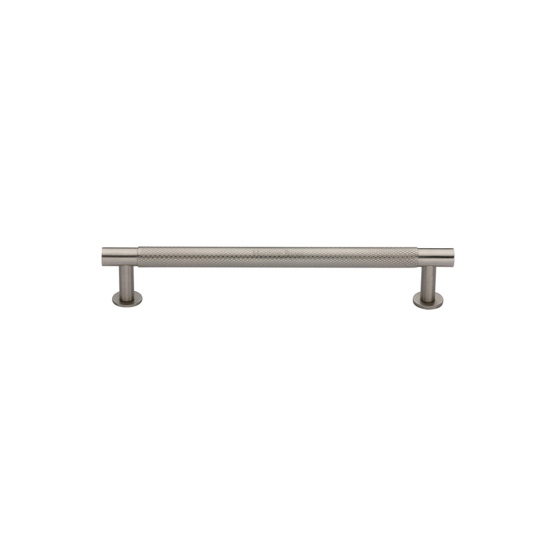 Heritage Brass Cabinet Pull Partial Knurled Design with 16mm Rose 96mm CTC Satin Nickel finish - V4462 96-SN - Choice Handles