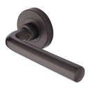 Heritage Brass Door Handle Lever Latch on Round Rose Octave Design Matt Bronze finish
UK Registered Design Number 6228267 - V4545-MB - Choice Handles