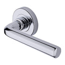 Heritage Brass Door Handle Lever Latch on Round Rose Octave Design Polished Chrome finish
UK Registered Design Number 6228267 - V4545-PC - Choice Handles
