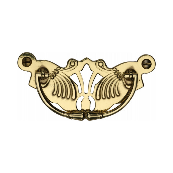 Heritage Brass Cabinet Pull Ornate Plate Design Polished Brass Finish - V5021-PB - Choice Handles