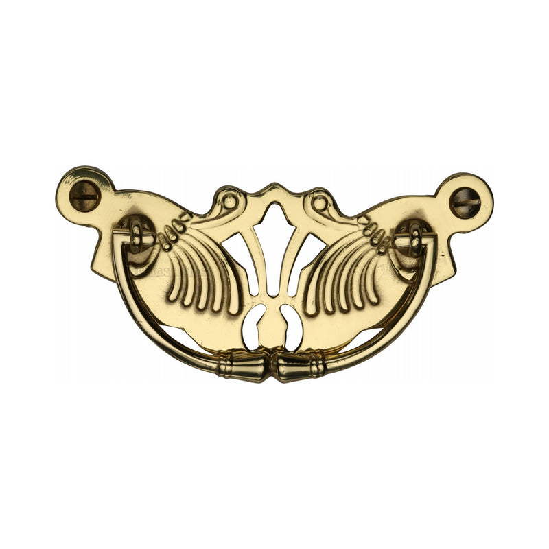 Heritage Brass Cabinet Pull Ornate Plate Design Polished Brass Finish - V5021-PB - Choice Handles